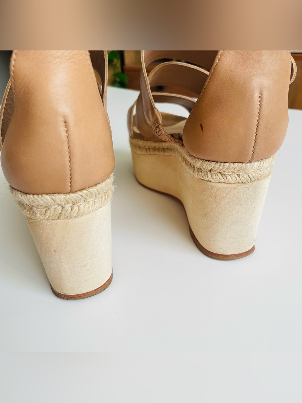 Loeffler Randall SIZE 9.5 Sasha leather strappy wedge platform sandals in beige - Picture 5 of 11